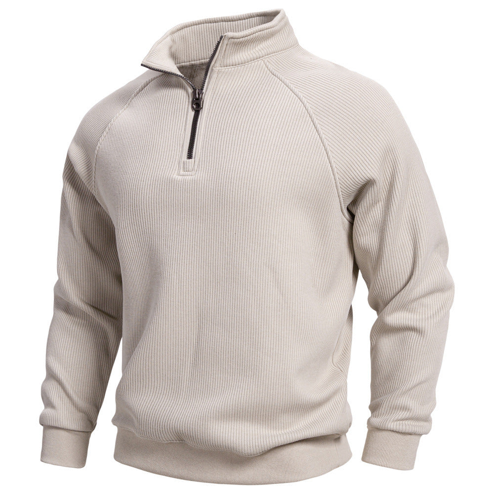 European And American Half Zipper Sweater Stand-up Collar All-match Fleece Men's Sweater Top