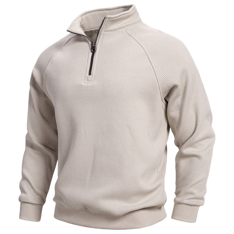 Half Zipper Sweater Stand-up Collar All-match Fleece Men's Sweater Top