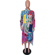 printed lapel shirt dress, view 6 - MRSLM