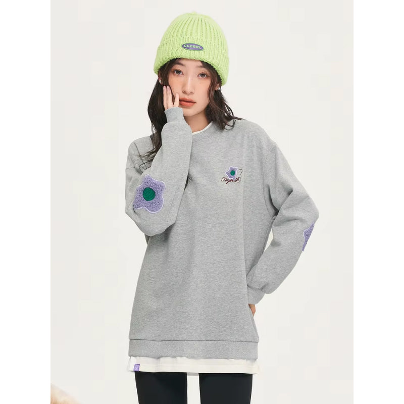loose fit fake two-piece sweatshirt, view 3 - MRSLM