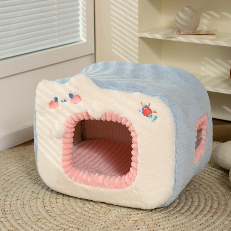 cozy cat bed with cushion, view 2 - MRSLM
