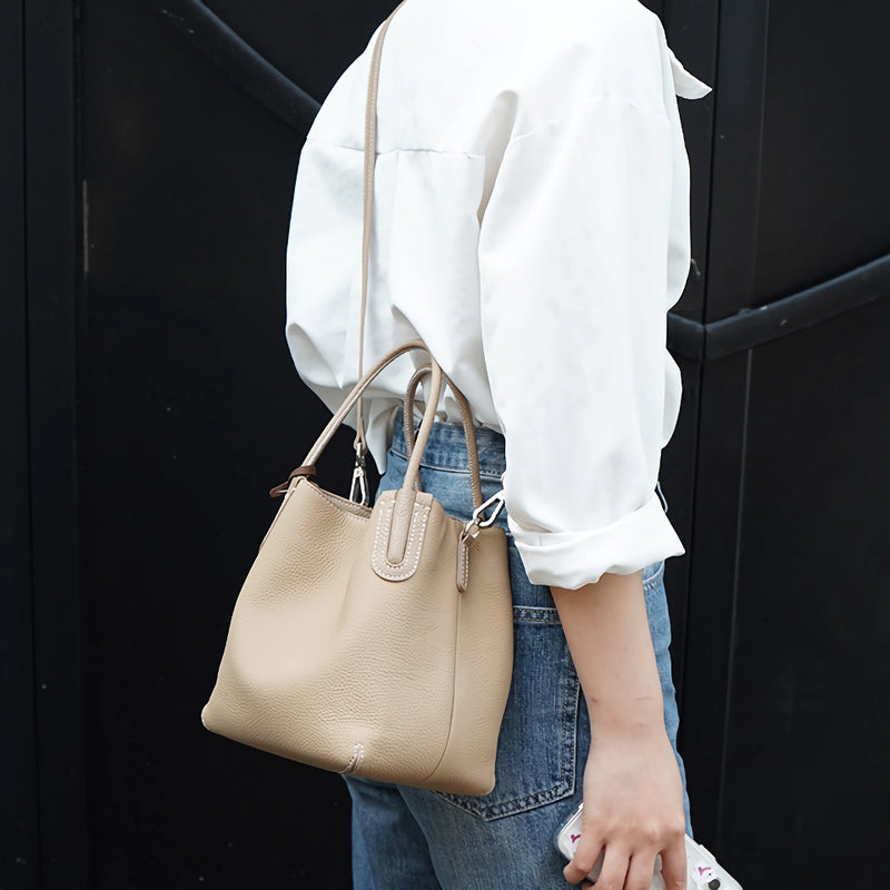 Genuine leather retro bucket bag, view 11 - MRSLM
