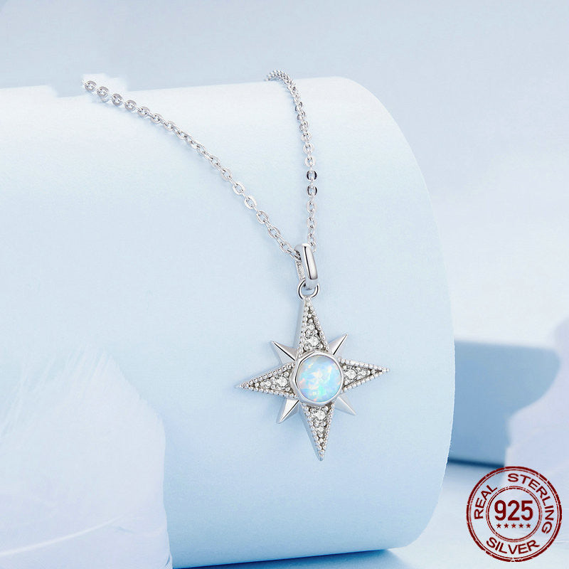 S925 silver star opal necklace, view 5 - MRSLM