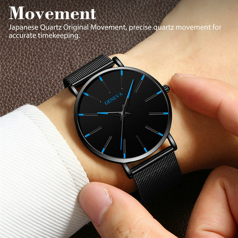 men's black stainless steel quartz watch, view 10 - MRSLM