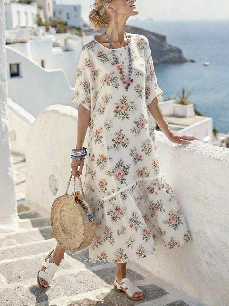 Womens Digital-Print Long Dress