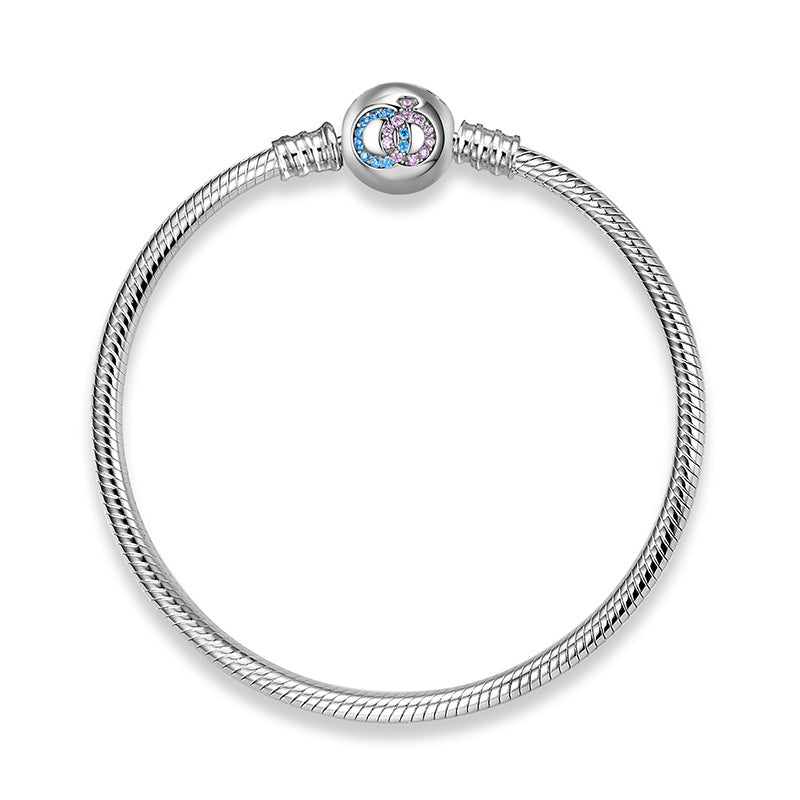 silver snake bone chain bead bracelet, view 4 - MRSLM