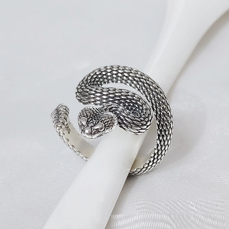 S925 silver vintage snake ring, view 5 - MRSLM