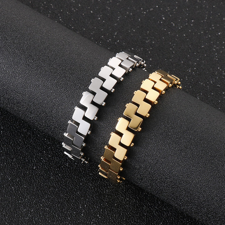 Personalized Vacuum Plating 18kz Type Titanium Steel Men's Bracelet