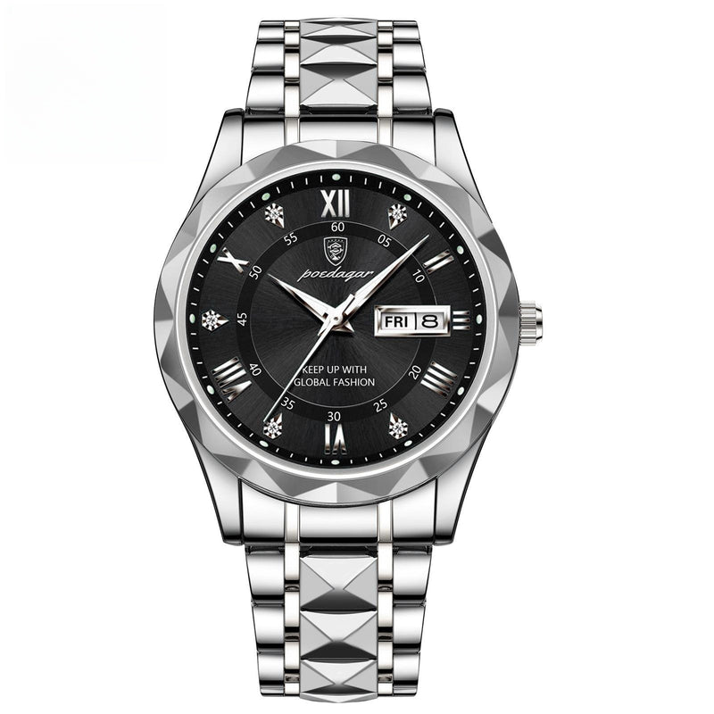 men's slim double calendar quartz watch, view 3 - MRSLM
