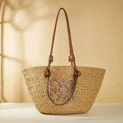striped straw beach bag, view 6 - MRSLM