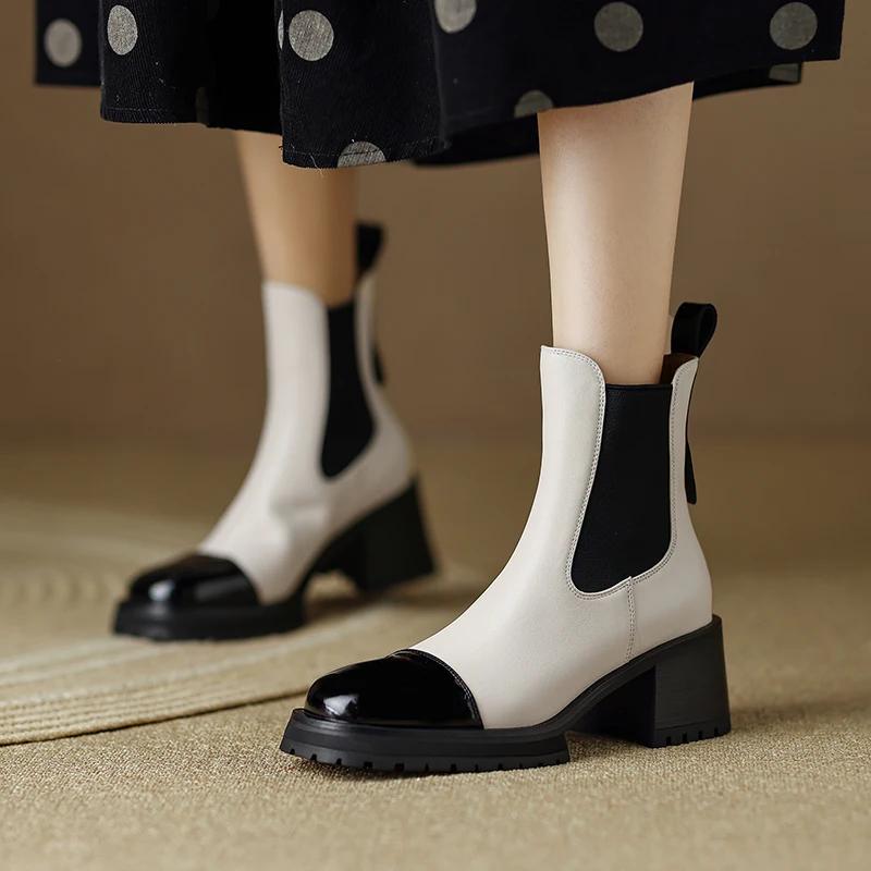 genuine leather retro ankle boots, view 4 - MRSLM