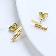geometric square zircon ear studs, view 4 - MRSLM