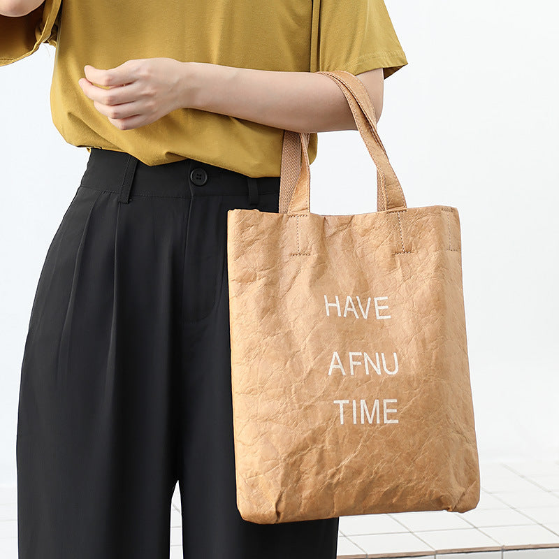 vintage washed kraft paper tote bag, view 2 - MRSLM