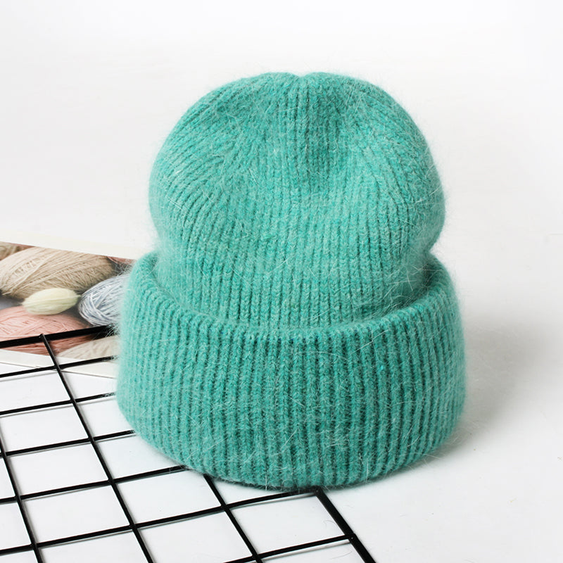 Unisex Real Rabbit Fur Knit Beanie for Men and Women