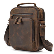 leather retro messenger bag, view 3 - MRSLM