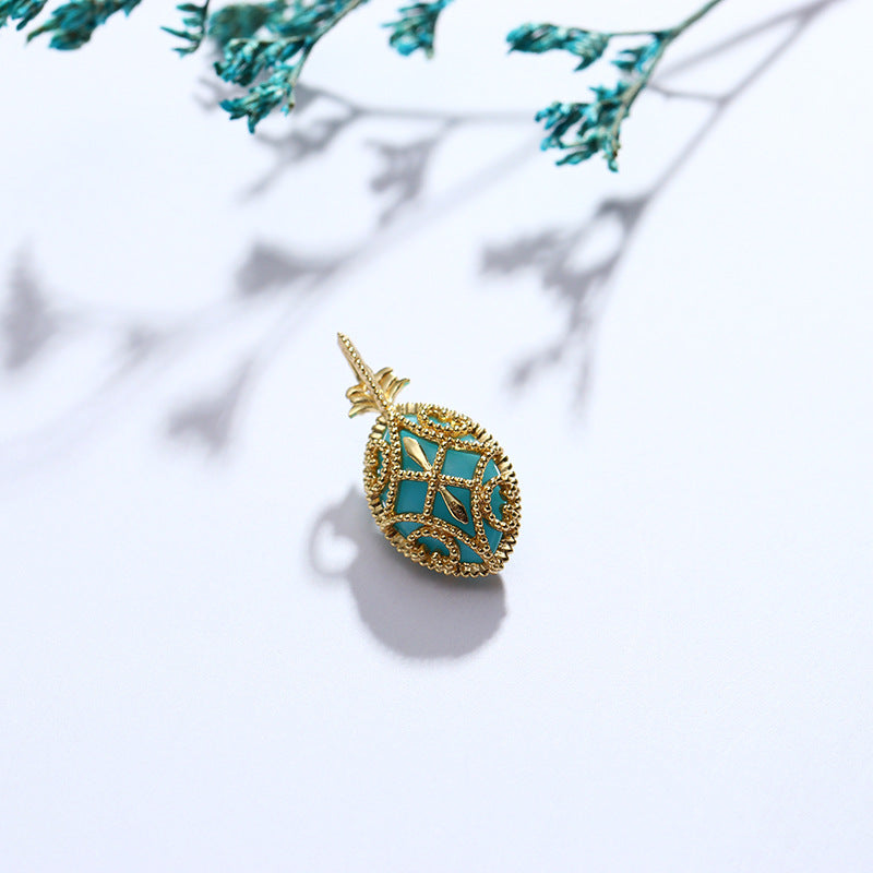 hollow pattern double-sided water drop pendant, view 3 - MRSLM