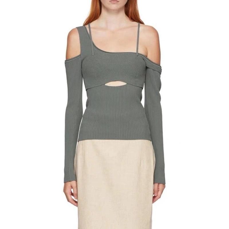 asymmetrical backless knit top - MRSLM