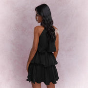 strapless ruffle trim midi dress, view 3 - MRSLM