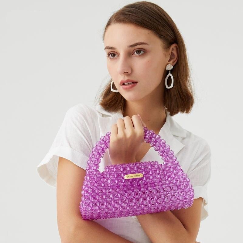 pearl beaded box tote, view 2 - MRSLM