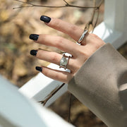 s925 sterling silver zircon open ring - MRSLM