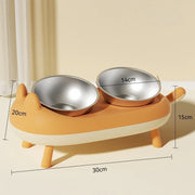 stainless steel double bowl pet feeder, view 4 - MRSLM