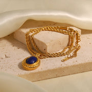 gold plated lapis pendant necklace, view 6 - MRSLM