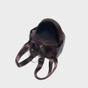 Deep coffee leather backpack for women, view 8 - MRSLM