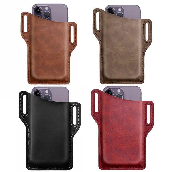 men's leather phone belt pouch, view 4 - MRSLM