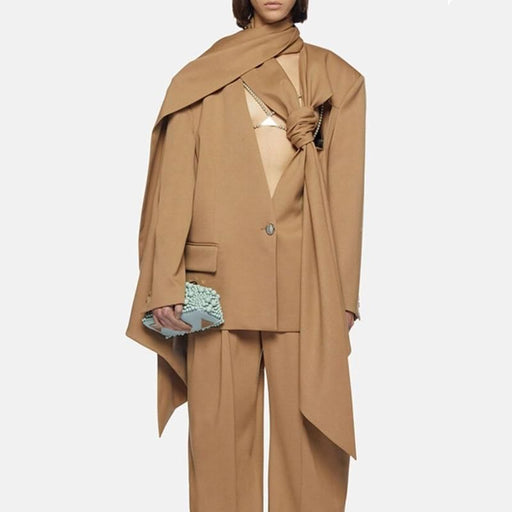 asymmetric scarf collar blazer - MRSLM
