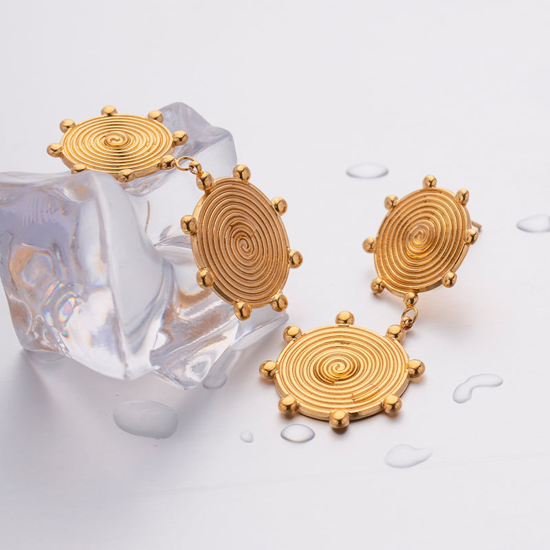 textured disc stud earrings, view 5 - MRSLM