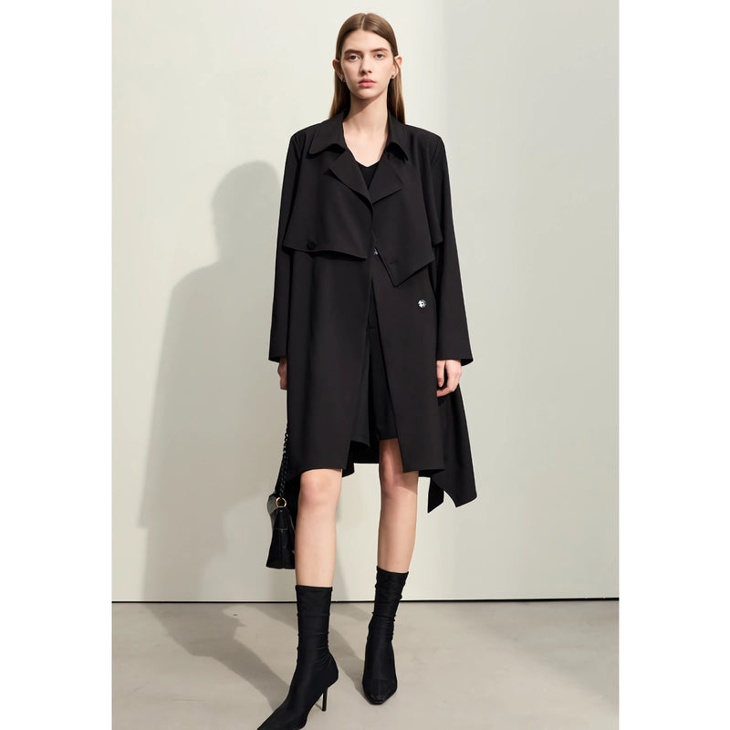 minimalist trench coat with belt, view 2 - MRSLM