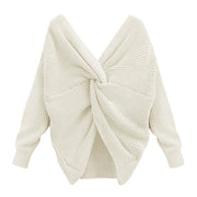 women's v-neck cross backless knit sweater, view 12 - MRSLM