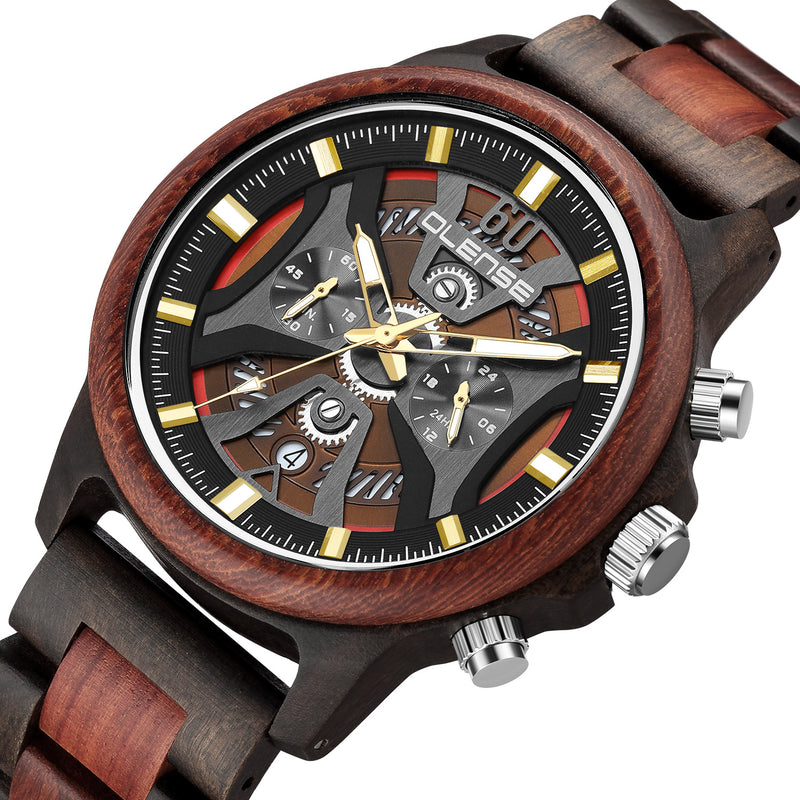 men's handmade wooden watch, view 5 - MRSLM