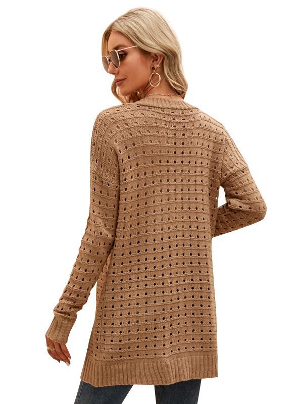 women's hollow-out knitted cardigan, view 8 - MRSLM
