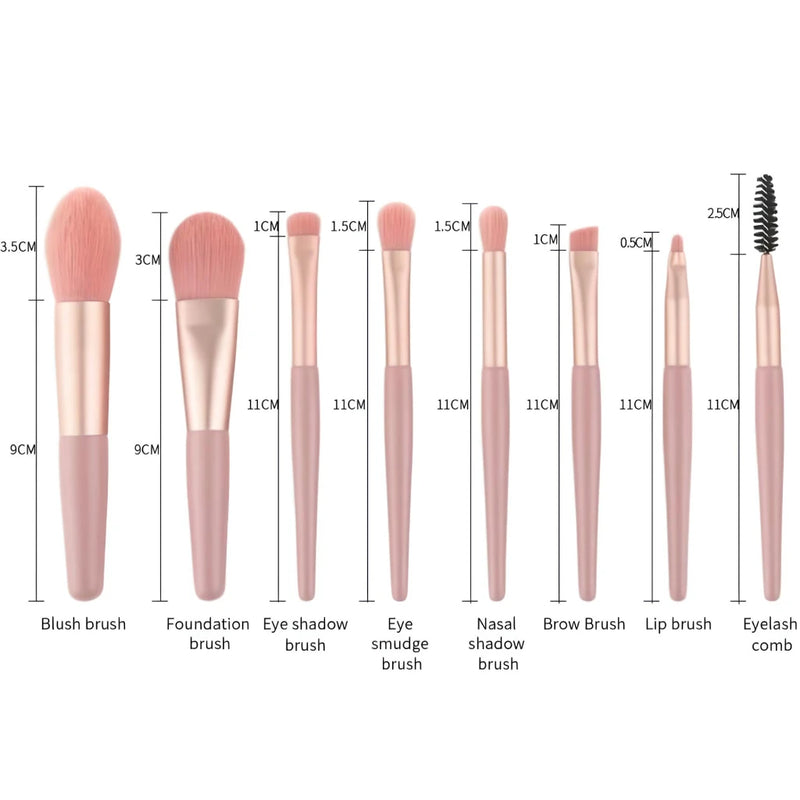 8-piece mini travel makeup brush set, view 10 - MRSLM