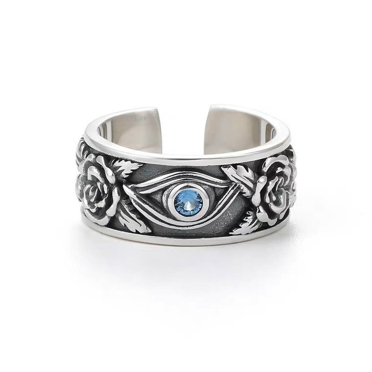 men's thai silver eye ring, view 3 - MRSLM