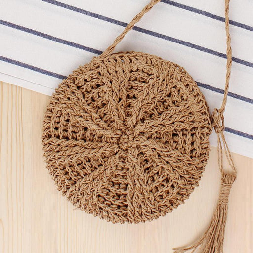 Bohemian round straw crossbody bag - MRSLM