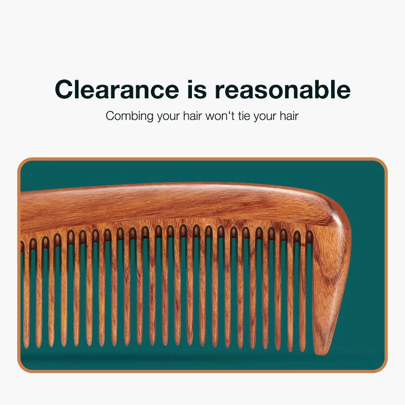 natural wooden fine tooth comb, view 8 - MRSLM