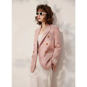 pink double breasted blazer, view 3 - MRSLM