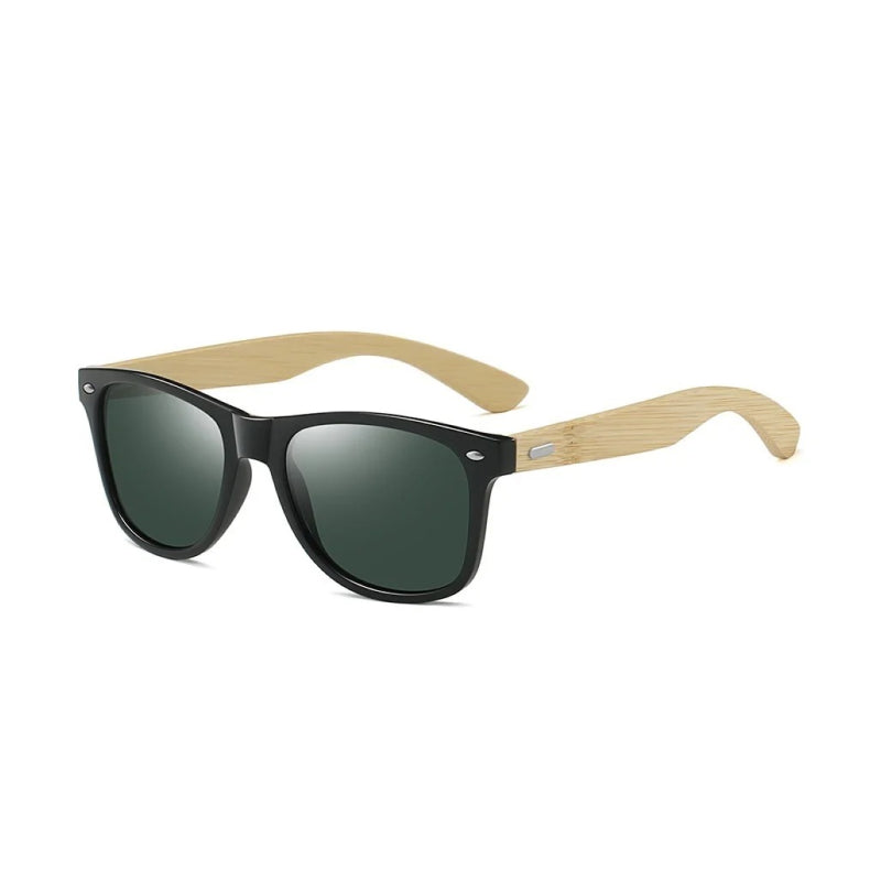 vintage bamboo wood square sunglasses, view 3 - MRSLM