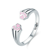 pet paw print silver jewelry set, view 8 - MRSLM