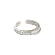 s925 sterling silver zircon open ring, view 3 - MRSLM
