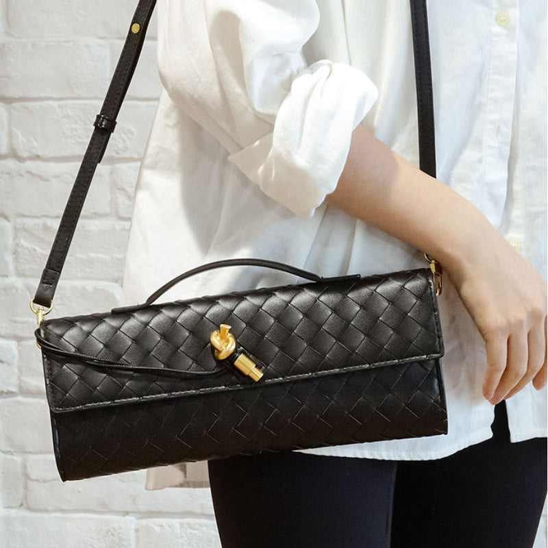 woven leather crossbody clutch bag - MRSLM