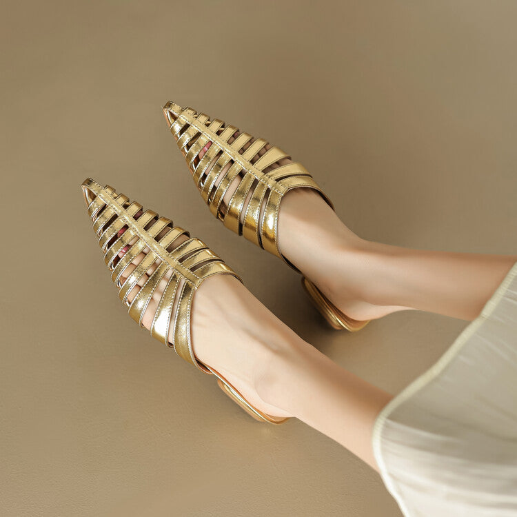 sheepskin pointed toe slippers, view 30 - MRSLM