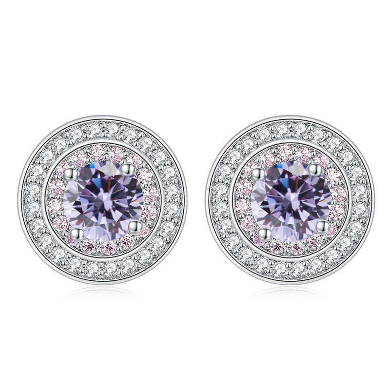 sterling silver round micro set zircon earrings, view 15 - MRSLM