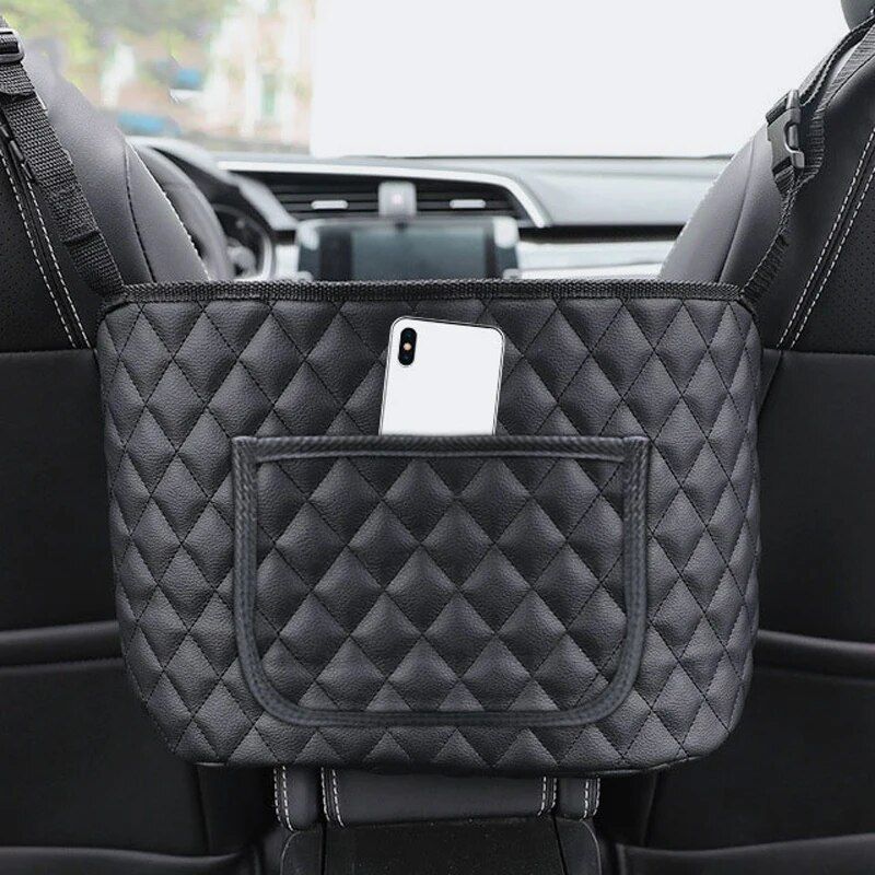Luxury PU leather car seat organizer, view 4 - MRSLM