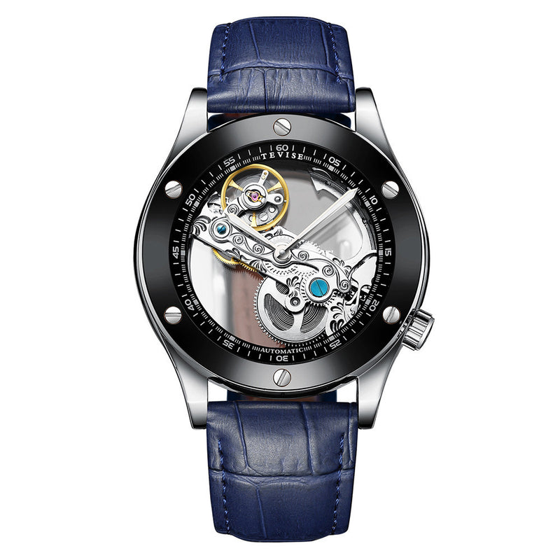 men's mechanical leather watch, view 5 - MRSLM