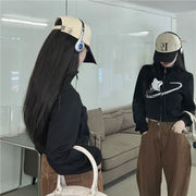retro star cropped black sweater, view 3 - MRSLM