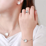 floral stainless steel jewelry set, view 7 - MRSLM