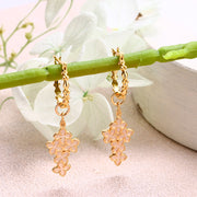 pink enamel flower earrings, view 3 - MRSLM